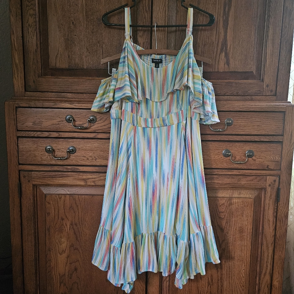 Torrid Multicolor Handkerchief Hem Skater Dress